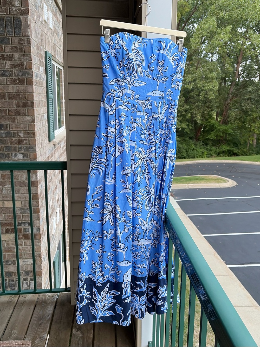 🆕 🌿🦋Lilly Pulitzer Kenni Midi Dress Size 0 Sunwashed Blue Tall Tales Strapless - Picture 4 of 17